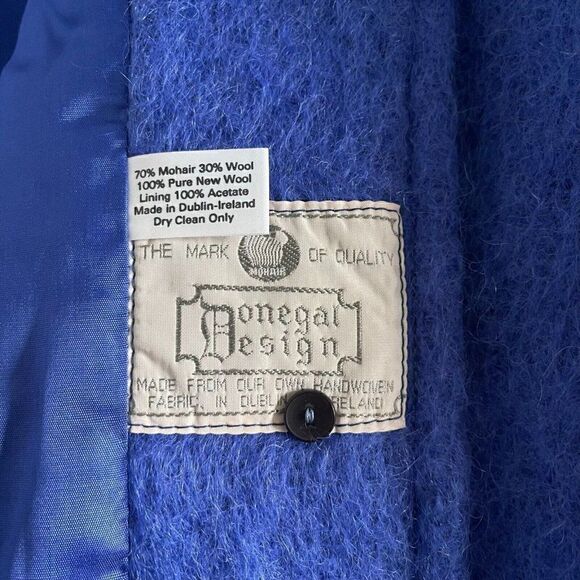 Vintage Donegal Design Purple Mohair Wool Handwoven Irish Cardigan Jacket Sz L - Picture 8 of 8